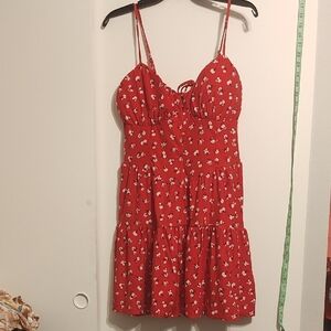 Red Floral Midi Dress